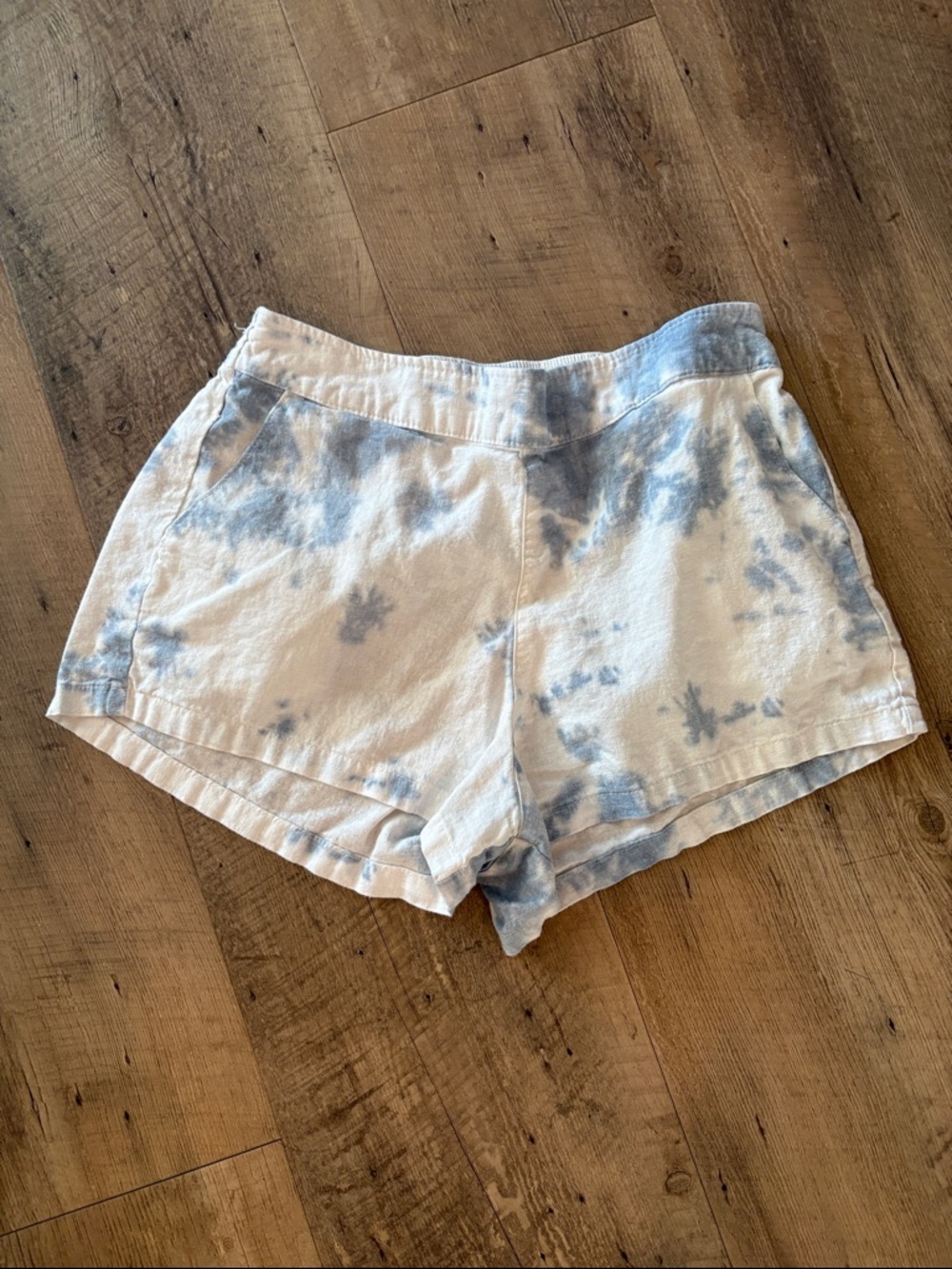 Revamped Blue & White Tie-Dye Athletic Shorts
